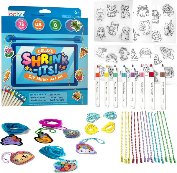 Ooly 73 PC DIY Shrinking Art Kit with 8 Paint Markers, Includes