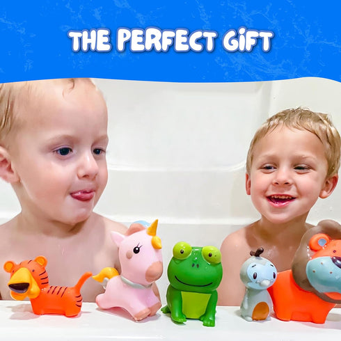 Mold Free Bath Toys for Babies and Toddlers, No Hole Animal Bath Toys, BPA-Free, Dishwasher-Safe, for 0-18 Months