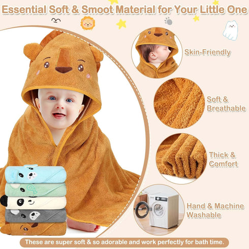 Sublaga 15 5 10 Set, 32 32 Inch Pcs Baby Bath Towels- x Hooded Baby Towels and x Baby Washcloths x Hooded Toddler Towel