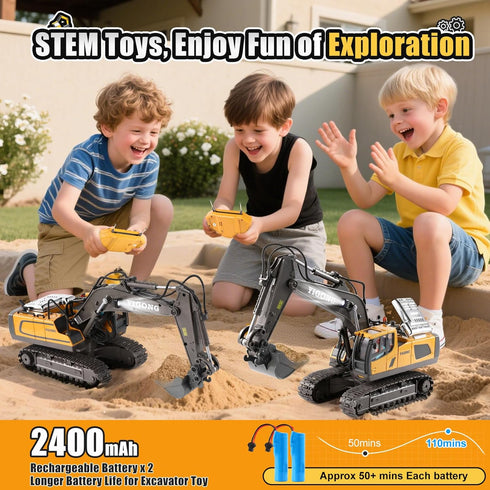 6 7 8 11CH 2400mAh 2.4GHz 6-8 LUDILO Remote Control Excavator Toys for Year Old Boys Gifts, Cars RC Excavator