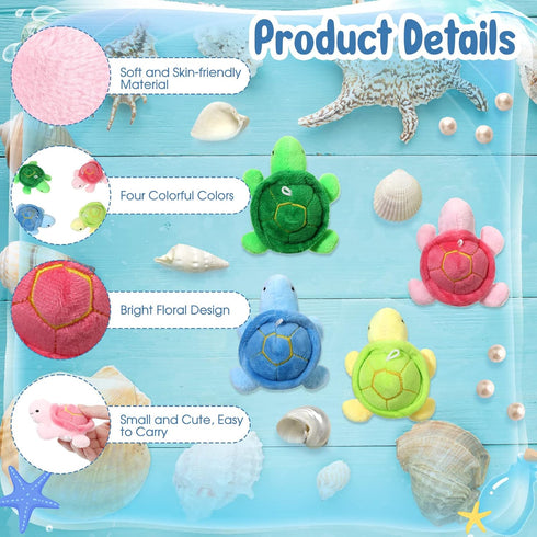 Sratte 12 Pcs Mini Turtle Stuffed Toy, Soft Small Sea Turtle Plush for Birthday Party Decorations, 3 Inch