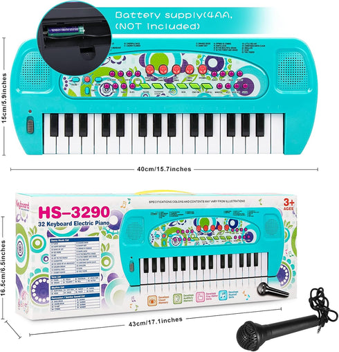 Raimy Mini Keyboard Piano for Kids, 32 Keys Portable Educational Music Instrument for 3-6 Year Olds
