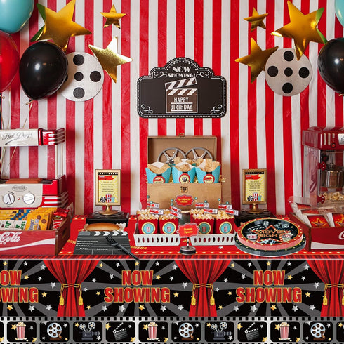 Movie Night Party Supplies for 20 Guests, Disposable Tableware Set with Now Showing Plates and Napkins