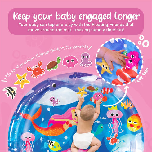 Tummy Tummy 3 KooKooBaby Water Time Mat - Large Sensory Baby Water Mat for Time & Motor Development - Leak-Proof