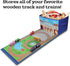 Train Storage Bin and Play Mat - Wooden Railway Take-Along Storage Box with Train Tracks Design - Two in One