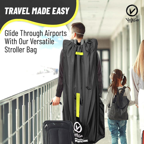 Backpack V VOLKGO Super Extra Large Stroller Bag for Airplane with Padded Shoulder Straps, Double Stroller Cover