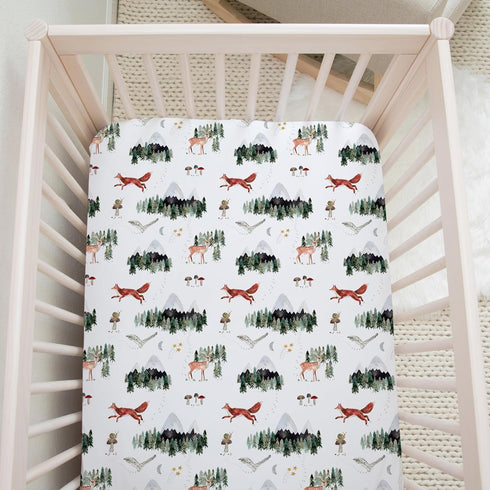 2 Pack Crib Sheets Neutral - Fitted Baby Crib Sheets Bed for Girl Boy - Standard & Toddler Mattress (Woodland Forest