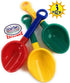 Matty's Toy Stop 10.5" Kids Multi-Color Sand Scoop Plastic Shovels for Beach (3 Pack: Red/Blue, Yellow/Green,