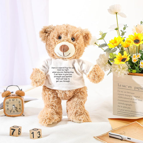 A Bear Hug Get Well Soon Gift, Plush Stuffed Animal for Sympathy (Khaki)