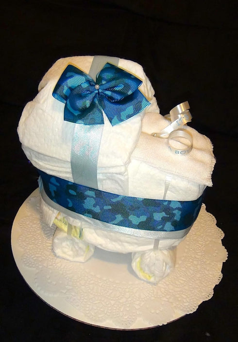 Body TST Diaper Cake Stroller Centerpiece (baby blue) by Little KG's Dreams