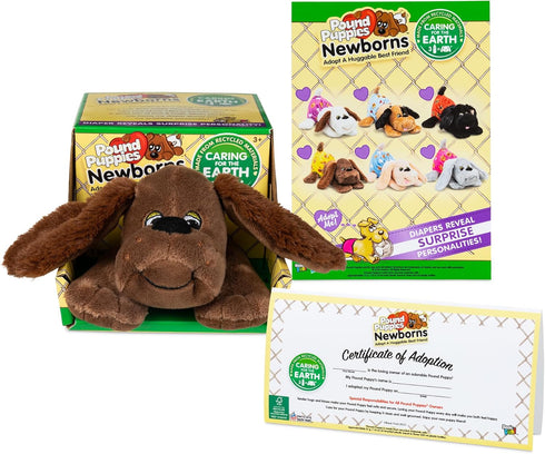 Pound Puppies Newborns Plush, Zany Dark Brown, Eco Friendly