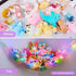 Unicorn Castle Stuffed Animal Net Hammock - Kids Toy Storage with LED Light for Nursery Room Decor