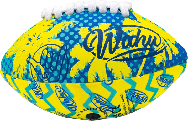 Wahu 100% Waterproof Mini Beach Football - 6.5" Teal/Yellow Outdoor Mini Football for Pool and Beach Play.