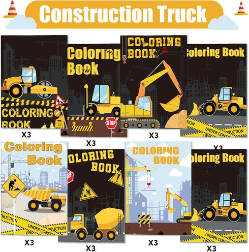24 Clabby Pieces Construction Trucks Coloring Book Construction Birthday Party Favors Building Coloring Book Including