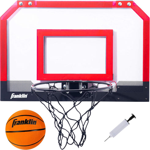 Franklin Sports Over the Door Mini-Basketball Hoop - Includes Ball & Pump, Breakaway Pro Style Steel Rim