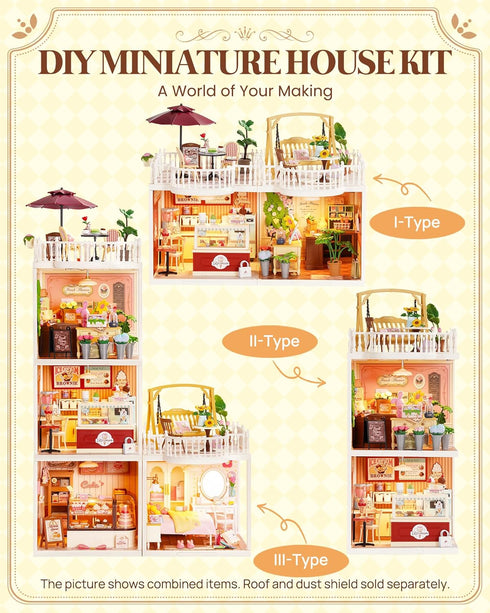 Rolife Super Creator Series Accessroies, DIY Mini Flower Garden Scenery Kit, Miniature Dollhouse Castle Building Kit's