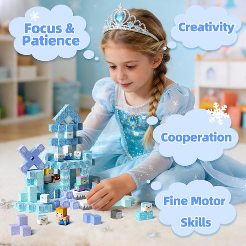 100PCS 3+ GobiDex Magnetic Blocks Magnet Building Toys, Princess Castle Toys for Girls, Upgraded STEM Sensory Birthday