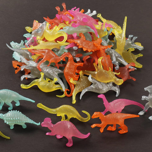 78pcs Set, OuMuaMua Glow in the Dark Dinosaur Toys Mini Plastic Realistic Dinosaur Figures Glow Toys for Kids Goody Bag