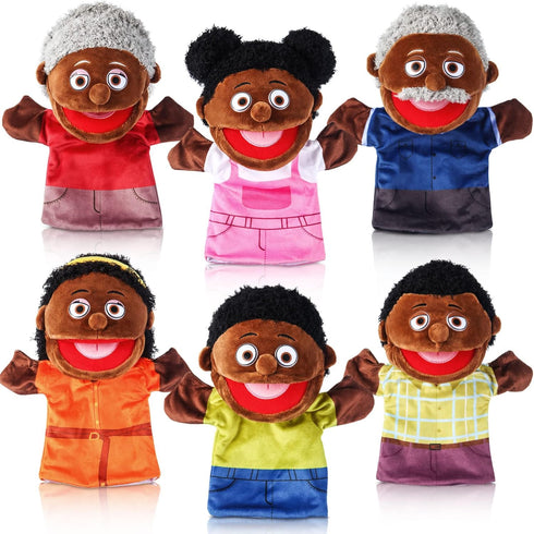 6 Pcs Family Hand Puppets | 12 Inch Grandparents, Mom & Dad, Brother & Sister Plush Toys for Kids Storytelling