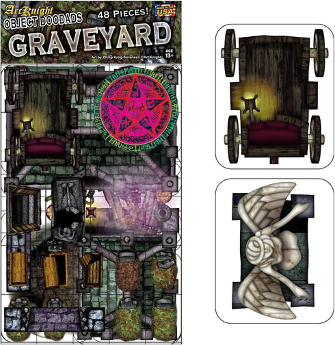 Graveyard - 48pc Double-Sided Graveyard & Terrain Pieces, Roleplaying Objects for Dungeons & Dragons, DND 5E