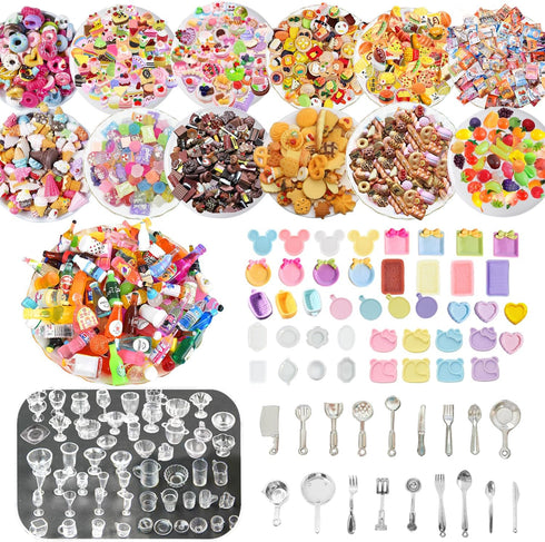 150Pcs Miniature Food Drinks Bottles Dollhouse Accessories 1:12 Mini Toy Set for Pretend Kitchen Play
