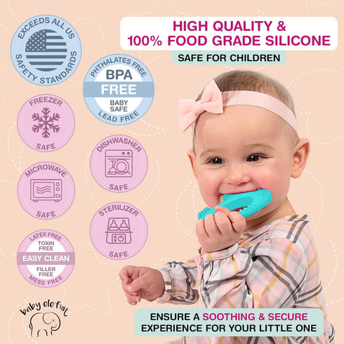Teething Ring for Babies 0-6 Months - 5X Pain Relief Smart Teether, Cute Infant Chew Toy