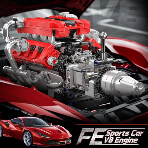 10204 V8 V8 8-Cylinder (750 Mould King Engine Model that Works - Build Your Own Engine Toy, Petrol Car Engine Replica