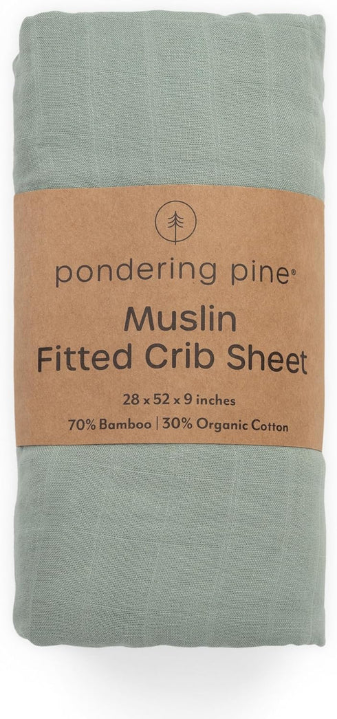 28x52 Organic Muslin Fitted Crib Sheet - Organic Crib Sheet for Standard Crib and Toddler Mattresses, Soft