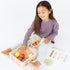 Set 21-Piece 2 3 4 Pearhead Wooden Play Food Pretend Kitchen Toy, Cutting Fruits & Veggies, FSC-Certified, Farmers