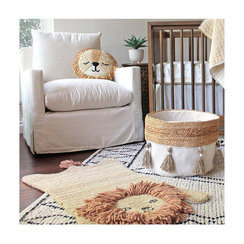 100% 23 36 Inches Crane Baby Lion Shaped Nursery Rug, Handmade Wool Safari Animal Rug for Baby Boy and Girl Nursery