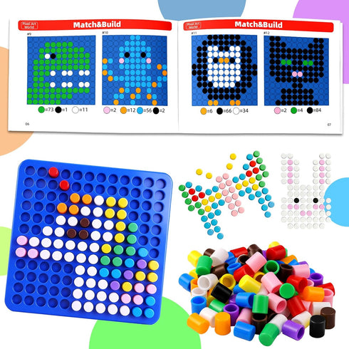 750 10 Bbiamsleep STEM Toys Pixel Art Kit for Kids, Pcs Colors Pixel Bricks Challenge Fine Motor Skills Game