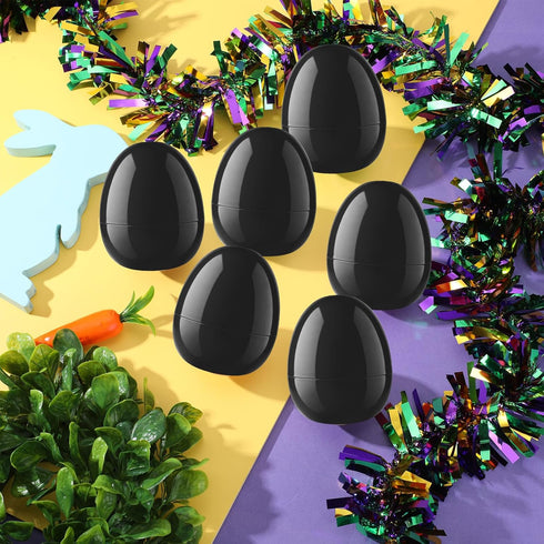 zsccxq 24 4 Inch 24) Pcs Black Fillable Empty Plastic Easter Eggs Bright Easter Basket Stuffers for Easter Egg Hunt
