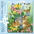 Bits and Pieces - 50 Piece Large Piece Family Jigsaw Puzzle for Adults & Kids - 15" x 19" (38 cm x 48 cm) - A Touch of Spring by Jane Maday - Cute Bunnies Flowers - 50 pc Jigsaw