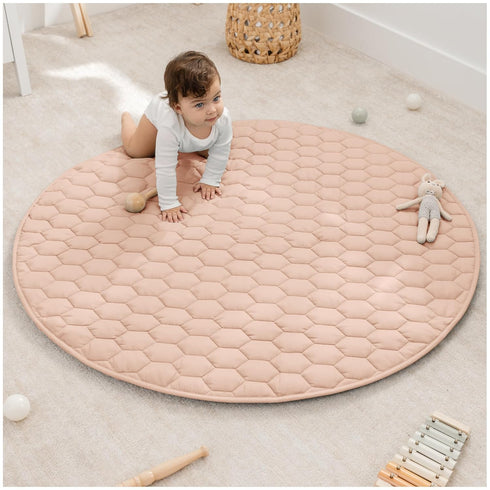 Comfy Cubs Round Kids Play Mat - Medium 48 inches Soft Quilted