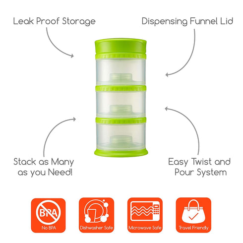 Packin' 3 12 Innobaby Smart Stackable and Portable Storage System for Formula, Liquid, Baby Snacks and More. Stackable