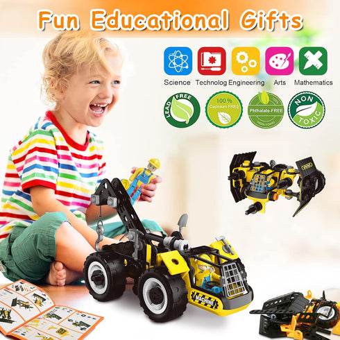 HOMETTER Building Toys for Ages 5-8, 6 in 1 Engineering Toys, STEM Learning Educational Building Set