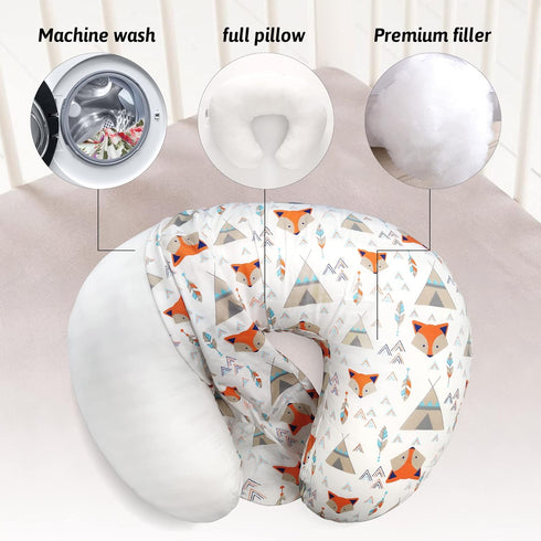 Breastfeeding,100% LAT Nursing Pillow for Cotton Removable Cover,Ergonomic Breast Feeding Pillows for Mom