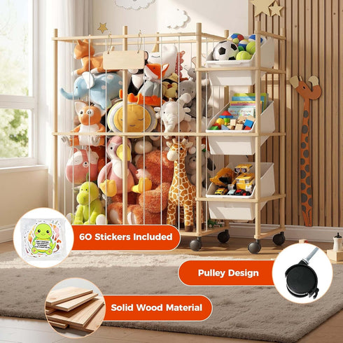 3 Sevenblue Toy Storage Organizer with Removable Bins, Kids Storage Toy Shelf Organizer for Stuffed Animal Holder