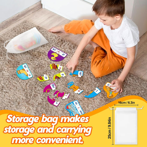 CVCC & CCVC Puzzle Cards for Kids, Word Games, Phonics Games, Speech Therapy Toys, Learning Spelling