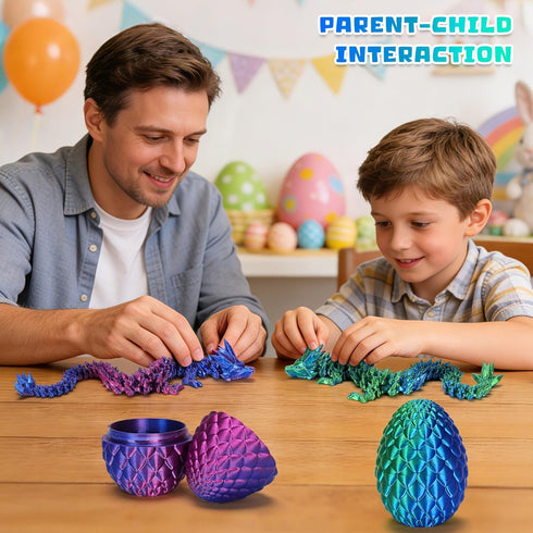 HEZUJ 3D Printed Dragon Dinosaur Egg,Articulated Crystal Dragon Fidget Toys,Prefilled Easter Basket Stuffers Eggs