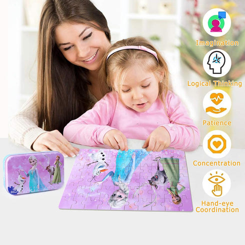 LELEMON 60 Piece Pretty Girl Puzzles for Kids Ages 4-8, Snowman Jigsaw Puzzles for Ages 3-5, Educational Learning Toys