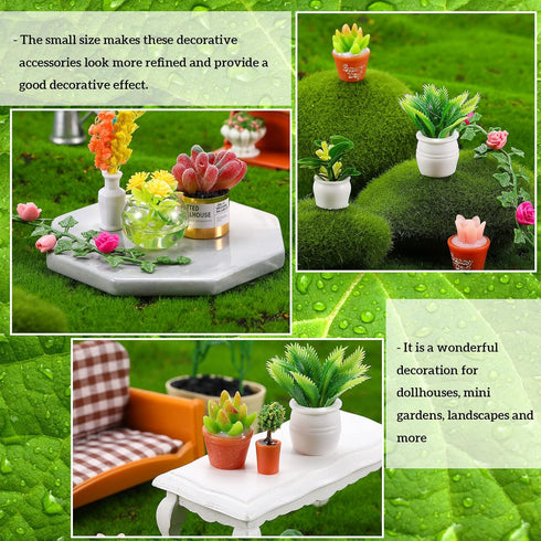 26 Pieces Dollhouse Plant Miniature Bonsai Mini Potted Plant Flower Model Tiny Fake Greenery Ornament Dollhouse
