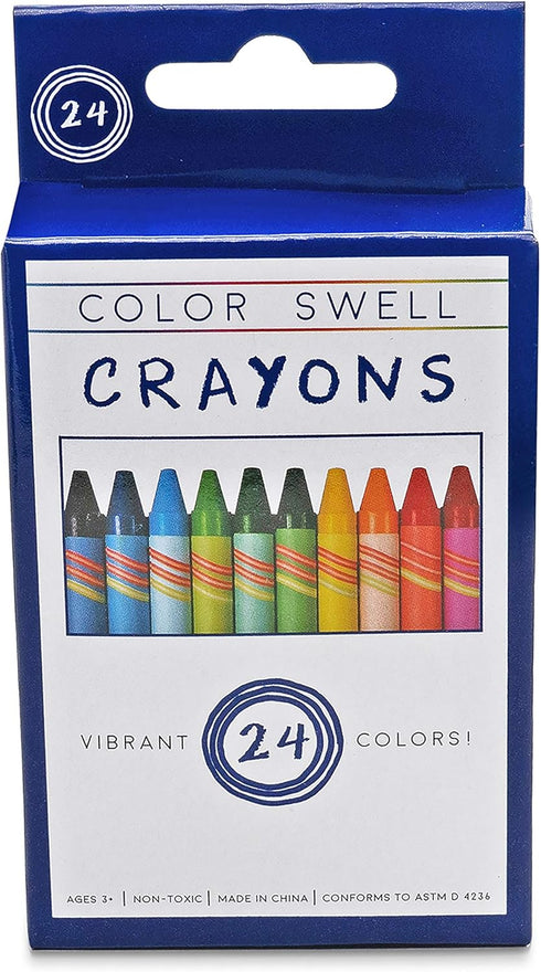 6 Packs 24 Count Color Swell Crayons Bulk of Vibrant Colors Teacher Quality Durable for Families Class Party Favors