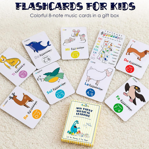 MINIARTIS Musical Flash Cards for Kids | Learning Notes Reading | Educational Color Coded Music Note Theory Flashcards