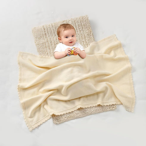 Cozy 40x30in Knit Baby Blanket Soft Warm Newborn Receiving Swaddle Blankets for Crib Infant Boy Girl Creamy White