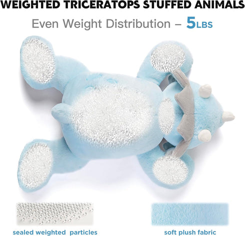5 lbs Toy,30 inches IKASA Weighted Stuffed Animal Triceratops Dinosaur Plush Giant Large Big Jumbo Soft Toys, Huge Size