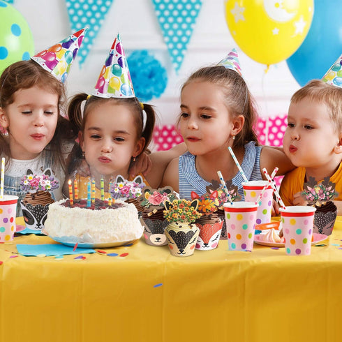 60 Woodland Cupcake Wrappers & Toppers, Deer Cupcake Liners for Wild One Birthday Party Decorations