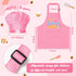 Set 2Pcs R HORSE Kid Apron and Chef Hat - Pink Baking Princess Adjustable Children Kitchen Toddler Apron for Girls