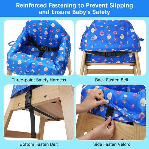 HOOMTREE 3-Point Baby High Chair Cover Restaurant with Harness,Portable High Chair Covers for Travel,Dining