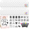 55 Pcs DIY Baby Bibs Set Includes 22 White Feeder Bibs, 22 Stencils, 10 Fabric Markers, 1 Wooden Baby Shower Game Sign